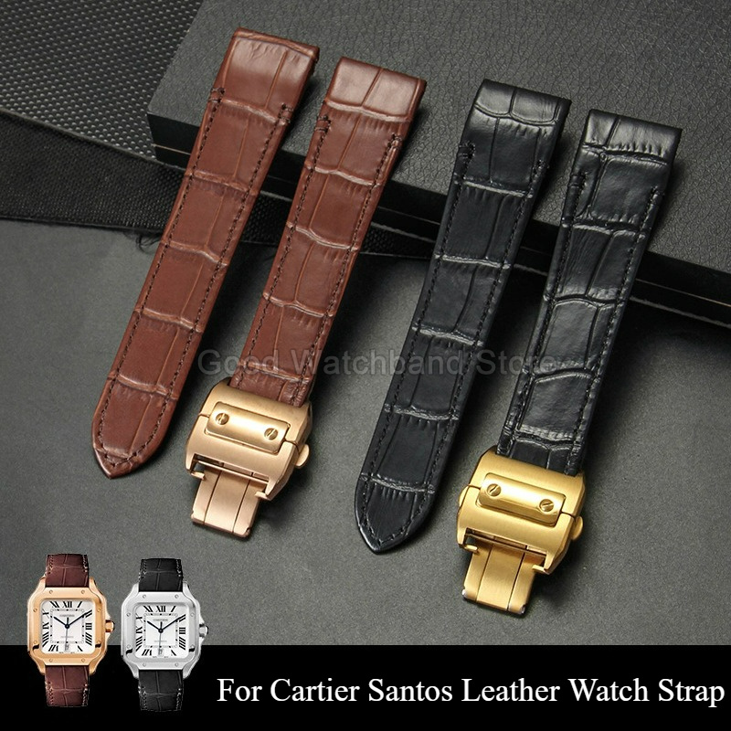 Cartier Watch Santos - Pulseira de Couro Genuíno Exquisita com