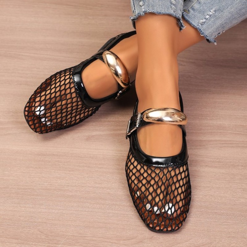Mesh Strap Metal - Novas Sandálias Femininas 2025: Sandálias de