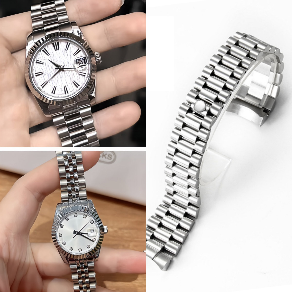 Rolex Watch Datejust - Pulseira de Relógio Curvada em Aço