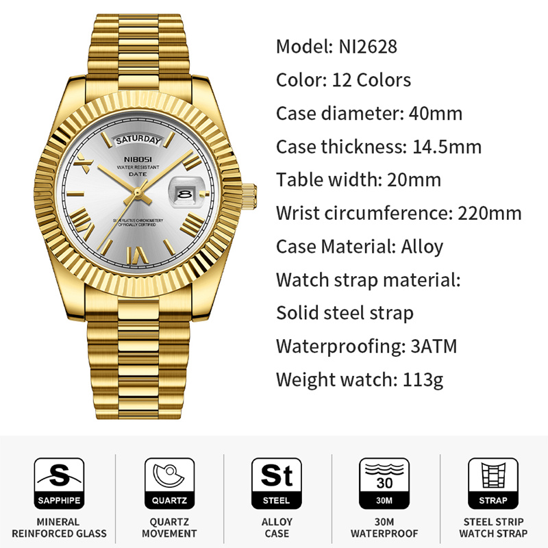 Nibosi marca de luxo ouro verm - Rolex Watch Datejust avaliação e preço