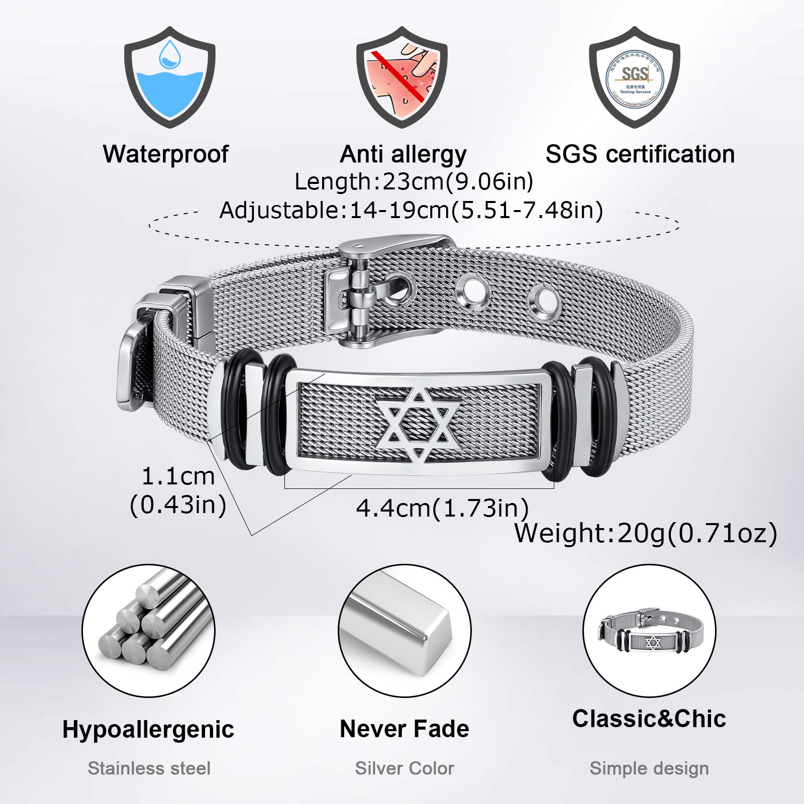 Pulseira Estrela Hexagrama Vno - Mesh Strap Metal avaliação e preço